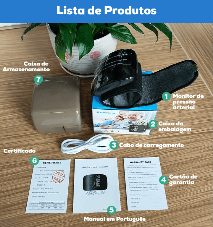 Monitor de Pressão Arterial Digital Recarregável