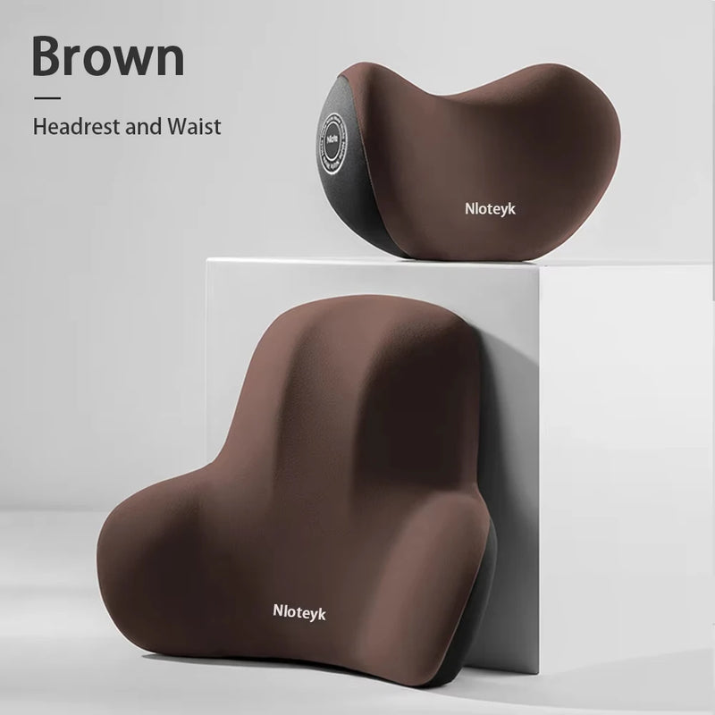 2024 Memory Foam Car Neck Pillow Protective Lumbar Back Support Breathable Car Headrest Cushion Relieve Stress Car Seat Pillow