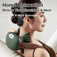 Neck Shoulder Massager Deep Tissue Shiatsu Back Cervical Massage Machine Bionic Heated Fatigue Relief Relax Muscle ﻿3-Level ﻿