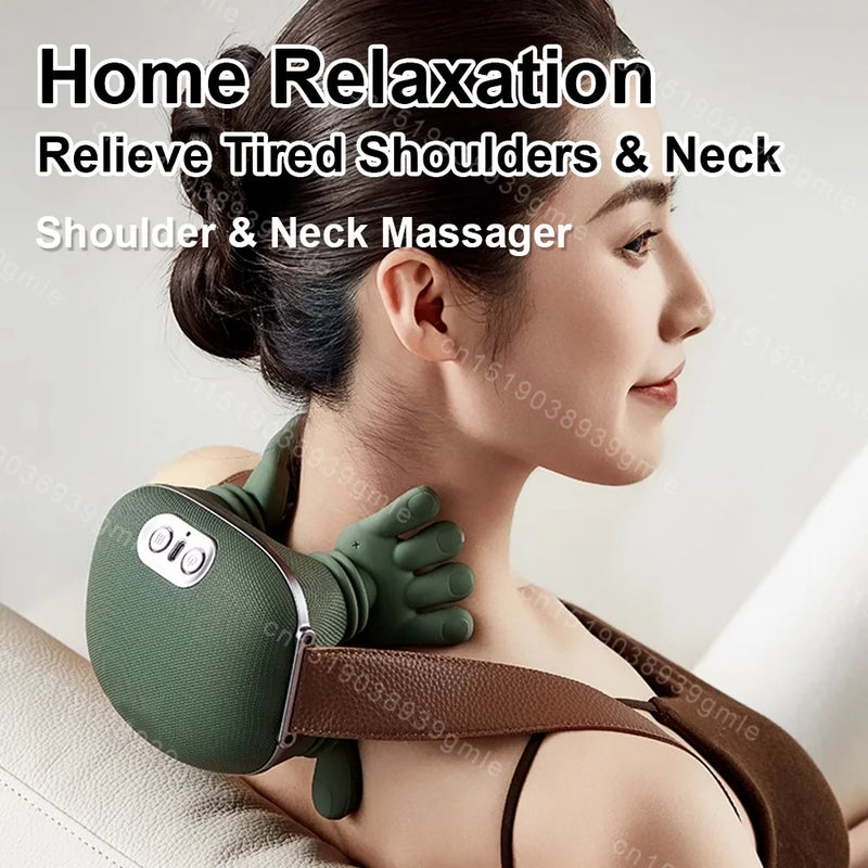 Neck Shoulder Massager Deep Tissue Shiatsu Back Cervical Massage Machine Bionic Heated Fatigue Relief Relax Muscle ﻿3-Level ﻿