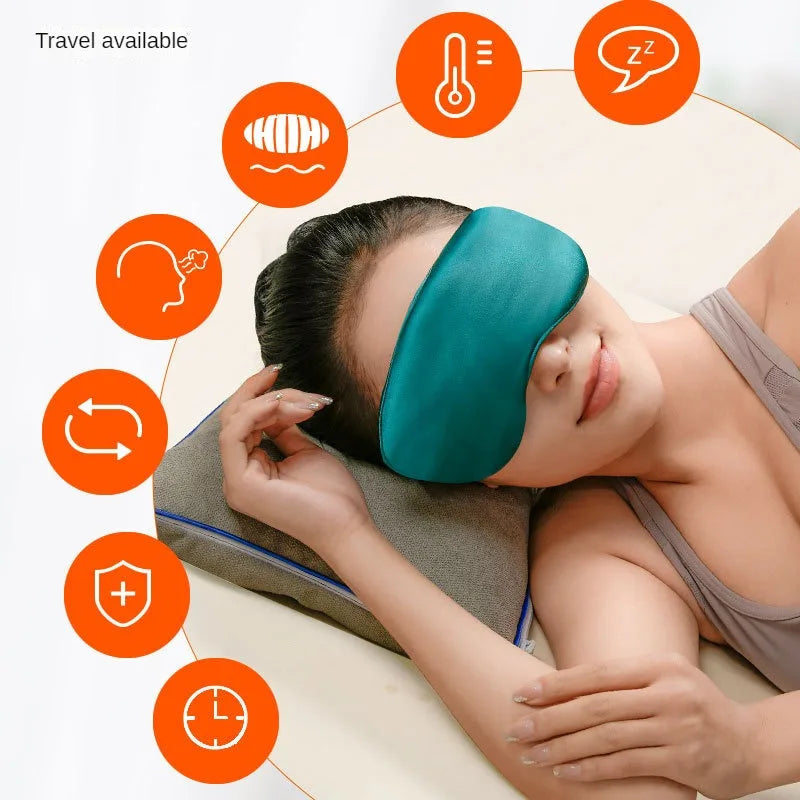 Silk Sleep Mask USB Heated Eye Heating Mask Hot Steam Compress Eyes Cover Sleeping Silk Electrical Temperature Control Blindfold
