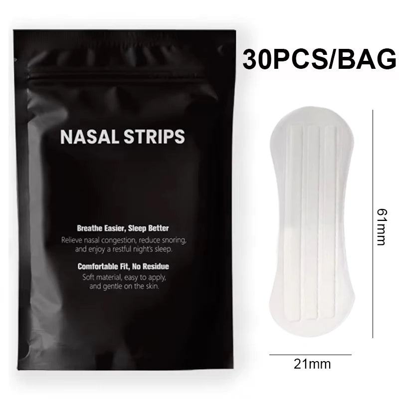 30/60PCS Breath Nasal Strips Relieve Nasal Congestion Anti-Snoring Nose Patches Good Sleeping Product Easier Sleep Aid Decive