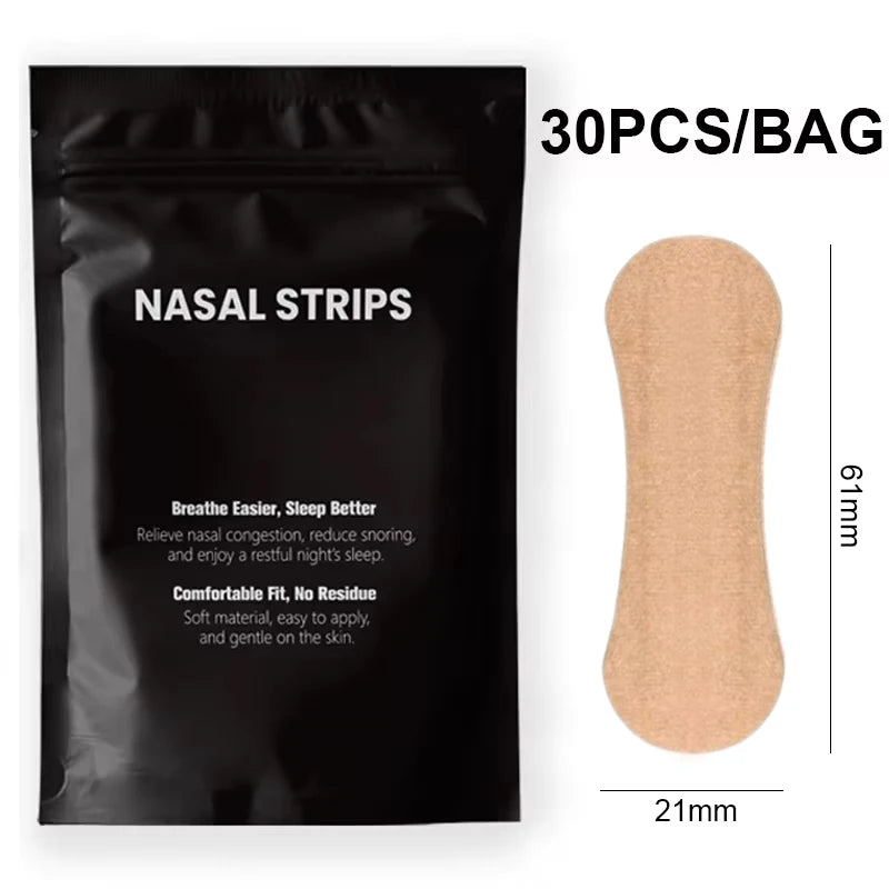 30/60PCS Breath Nasal Strips Relieve Nasal Congestion Anti-Snoring Nose Patches Good Sleeping Product Easier Sleep Aid Decive
