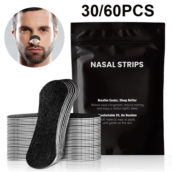 30/60PCS Breath Nasal Strips Relieve Nasal Congestion Anti-Snoring Nose Patches Good Sleeping Product Easier Sleep Aid Decive
