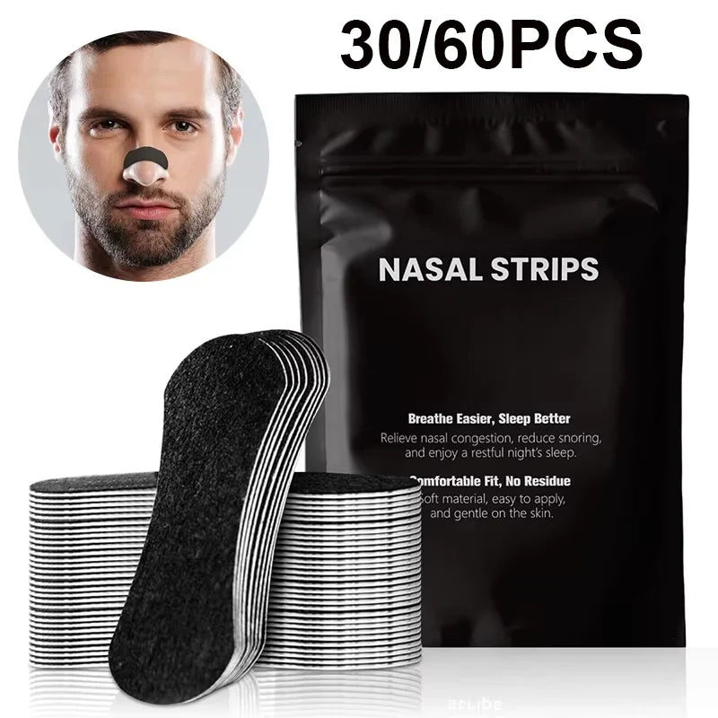 30/60PCS Breath Nasal Strips Relieve Nasal Congestion Anti-Snoring Nose Patches Good Sleeping Product Easier Sleep Aid Decive