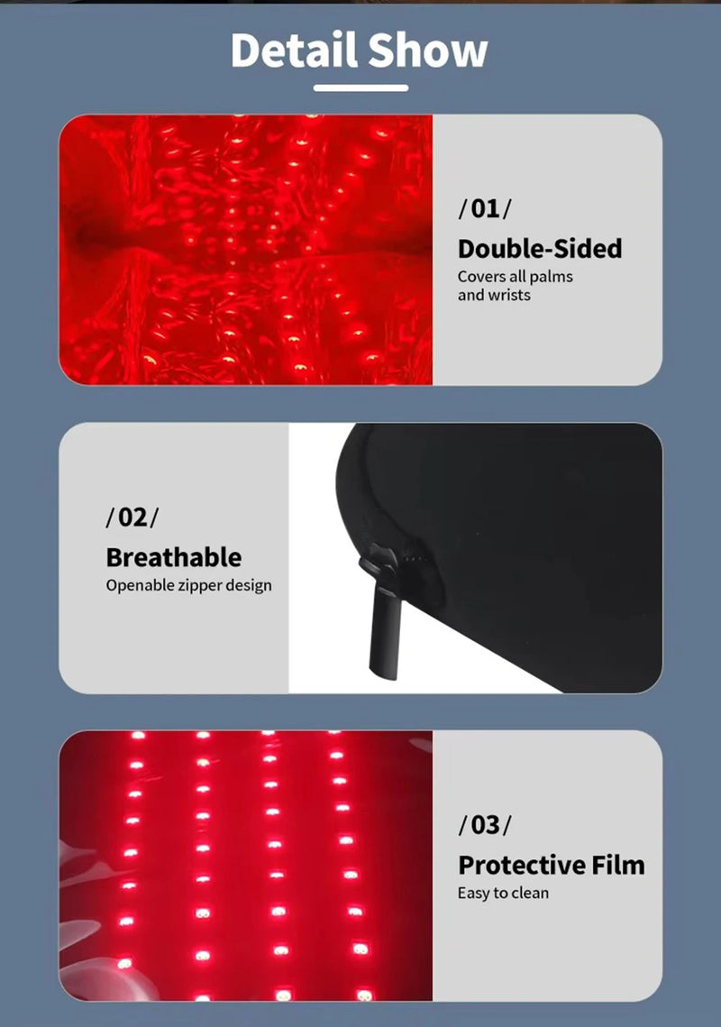 LuvaThera™ – Terapia de Luz Vermelha e Infravermelha + Par de Luvas de Compressão de Brinde!