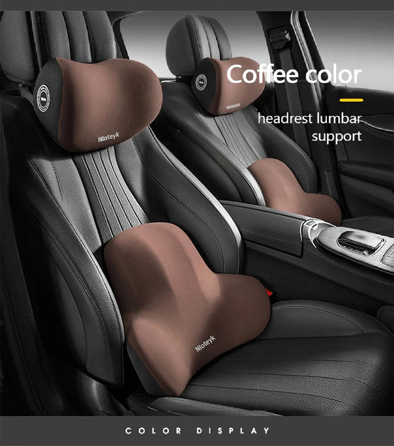 2024 Memory Foam Car Neck Pillow Protective Lumbar Back Support Breathable Car Headrest Cushion Relieve Stress Car Seat Pillow