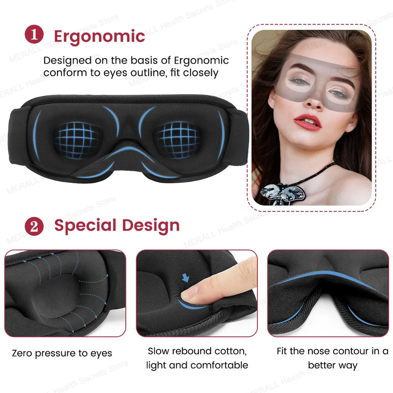 3D Sleep Eye Mask Soft Memory Foam Travel Blindfold Face Eyepatch for Sleeping Aid Comfortable Eye Shades Gift Improve Sleep Qua