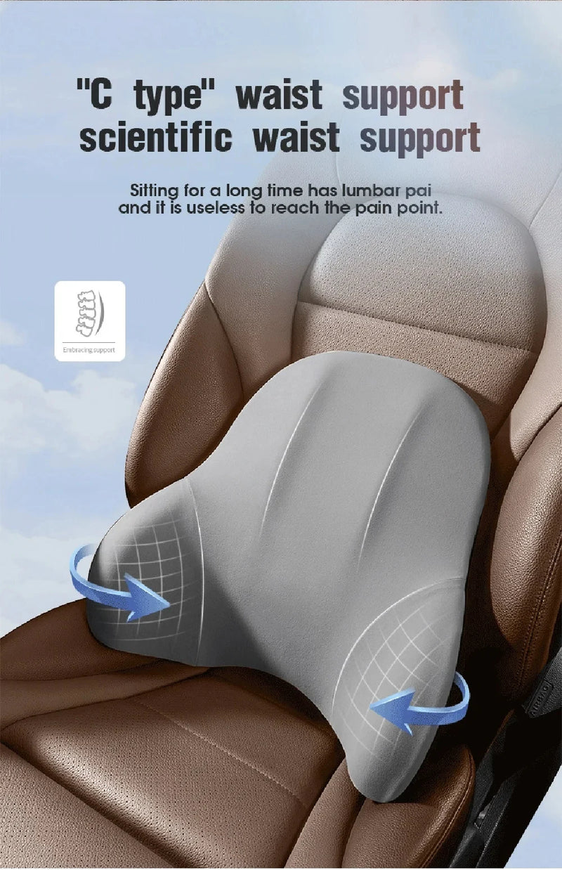 2024 Memory Foam Car Neck Pillow Protective Lumbar Back Support Breathable Car Headrest Cushion Relieve Stress Car Seat Pillow