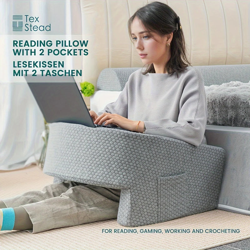 Reading Pillow for Gaming, Extra Large Arm Rest Pillow for Adult, Memory Foam Bed Rest Pillow for Reading, Working,with Rem，1 PC